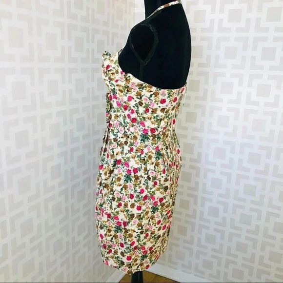 Sara Boo Floral Halter Cocktail Dress L - Picture 3 of 6
